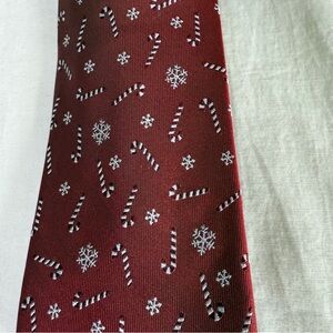 NWT Saddlebred Maroon Christmas Candy Cane Pattern Necktie Classic Men's 56"